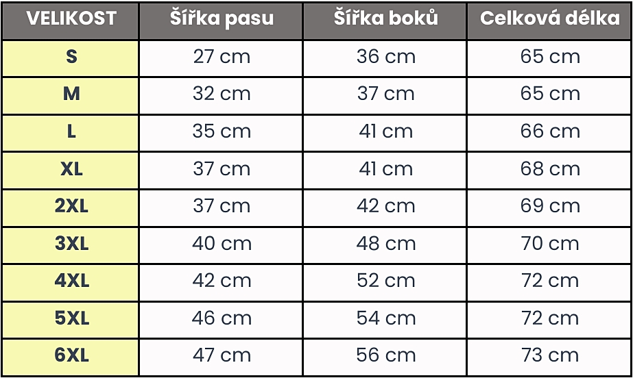 Těhotenské legíny Gaja capri tabulka velikostí